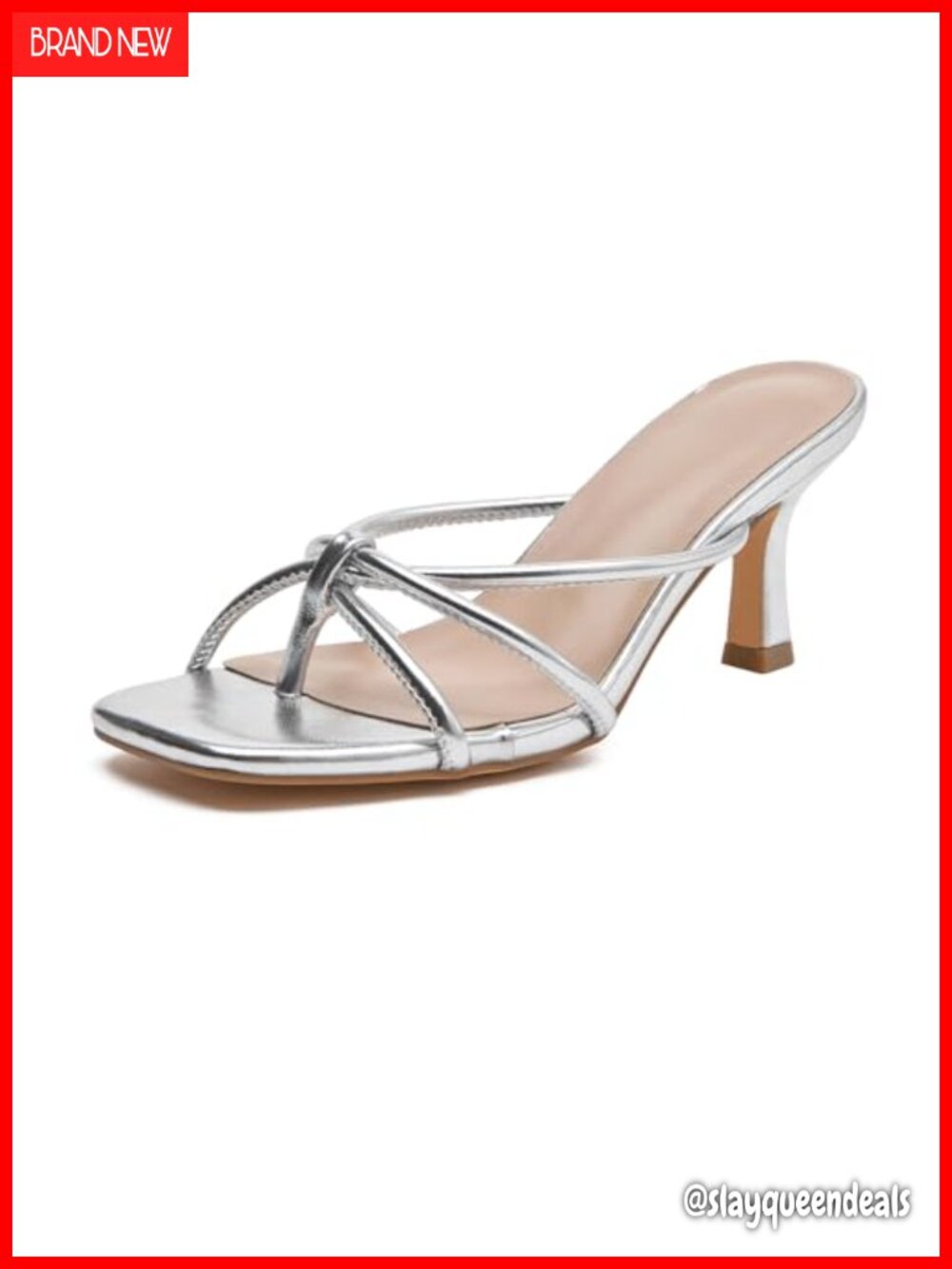 Kitten Heels Strappy Square Open Toe Flip Flop Comfortable Heeled Thong Sandals